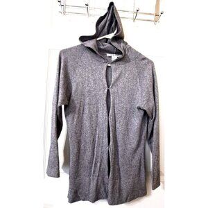 Autumn Cashmere M Gray Silk Cashmere Blend Long Raglan Sleeve Cardigan Hoodie
